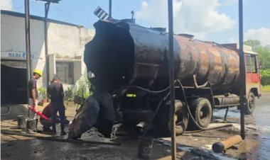 વ્યારા શહેરની કંપનીમાં  ઓઈલ ખાલી કરવાની પ્રક્રિયા દરમિયાન ટેન્કરમાં થયો બ્લાસ્ટ