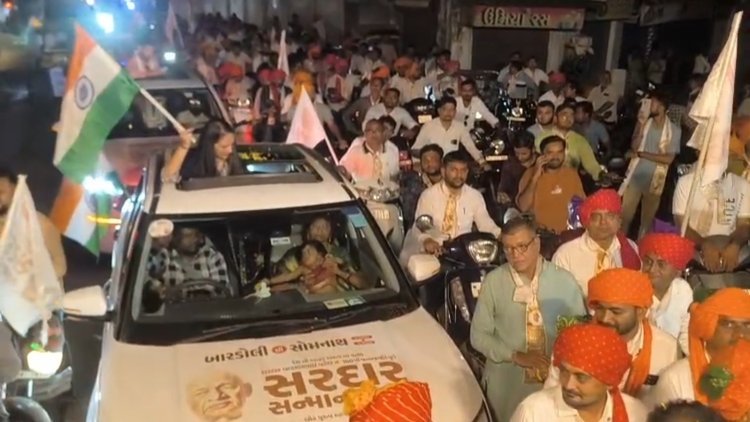 જૂનાગઢમાં સરદાર સન્માન યાત્રાનું ઉત્સાહભેર સ્વાગત કરાયું : અખંડ ભારતના નારા ઠેર-ઠેર ગુંજી ઉઠયા