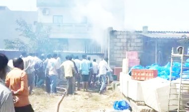 વેરાવળ જીઆઈડીસીની મરીન કંપનીના પૂંઠાના ગોડાઉનમાં ભીષણ આગથી અફરાતફરી મચી