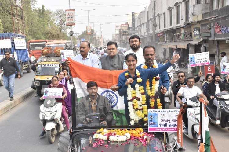 ઓસ્ટ્રેલિયન ઓપન (ટેનિસ) એશિયા પેશીફીક એલીડ-યુ-૧૪ વુમન ટાઈટલ વિજેતા કુ.જેન્સી કાનાબારનું જૂનાગઢમાં ભવ્ય સ્વાગત સાથે સન્માન