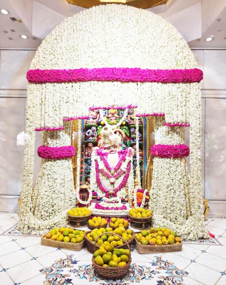 સાળંગપુરધામમાં શ્રી કષ્ટભંજનદેવ દાદાને મોગરાના પુષ્પોનો દિવ્ય શણગાર